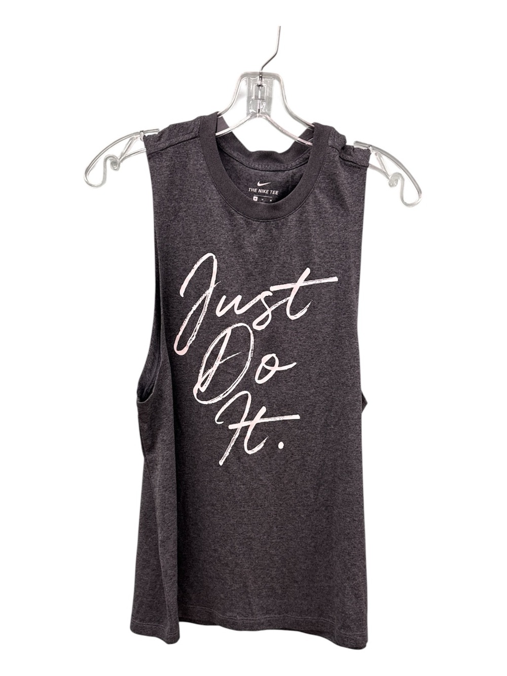 Nike Women’s Dark Gray Tank with White "Just Do It." Script